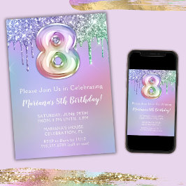 Invitación a la fiesta de cumpleaños número 8 con