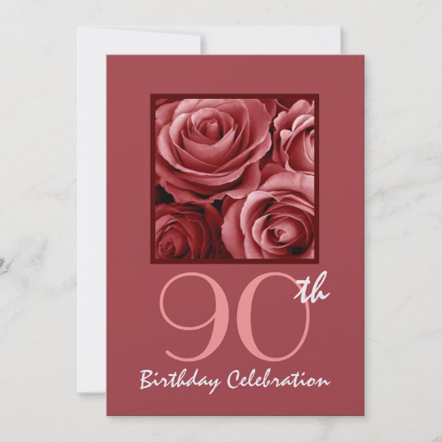 Invitación a la fiesta de cumpleaños número 90 Ros (Anverso)