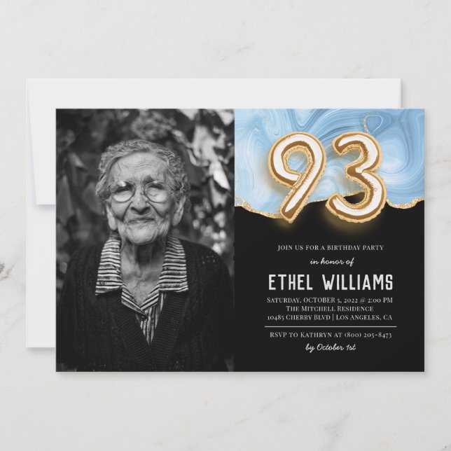 invitación a la fiesta de cumpleaños número 93 (Anverso)