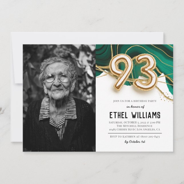 invitación a la fiesta de cumpleaños número 93 (Anverso)
