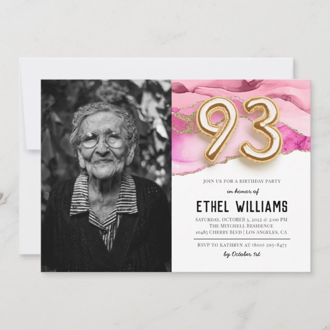 invitación a la fiesta de cumpleaños número 93 (Anverso)