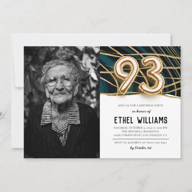 invitación a la fiesta de cumpleaños número 93 (Anverso)