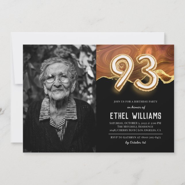 Invitación a la fiesta de cumpleaños número 93 (Anverso)