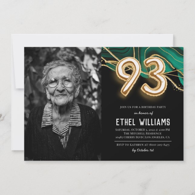 invitación a la fiesta de cumpleaños número 93 (Anverso)