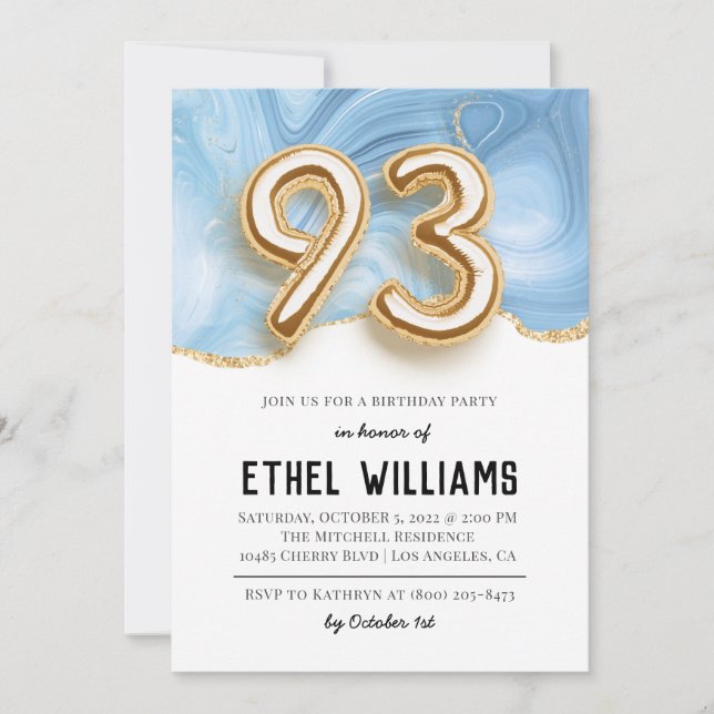 invitación a la fiesta de cumpleaños número 93 (Anverso)