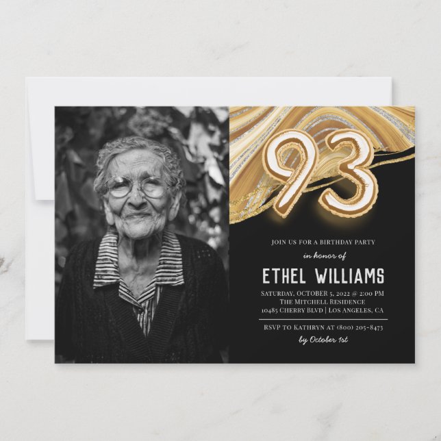 invitación a la fiesta de cumpleaños número 93 (Anverso)