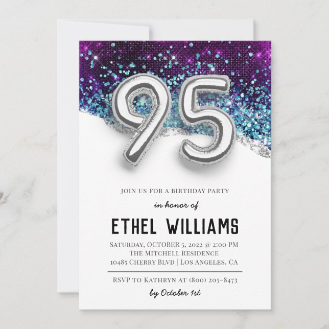Invitación a la fiesta de cumpleaños número 95 (Anverso)