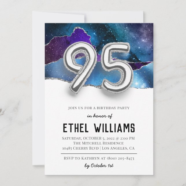 Invitación a la fiesta de cumpleaños número 95 (Anverso)