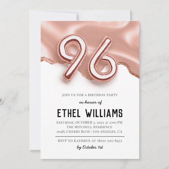 invitación a la fiesta de cumpleaños número 96 (Anverso)