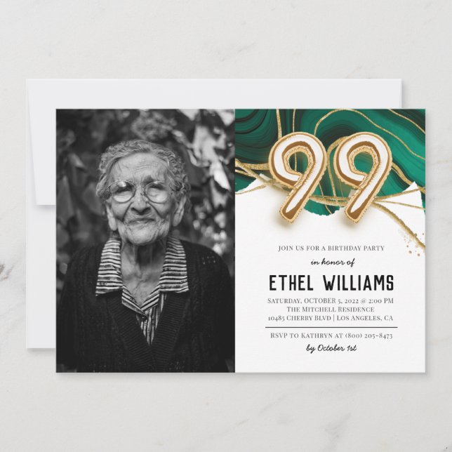 invitación a la fiesta de cumpleaños número 99 (Anverso)