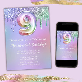 Invitación a la fiesta de cumpleaños número 9 con 