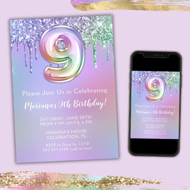 Invitación a la fiesta de cumpleaños número 9 con  (Subido por el creador)