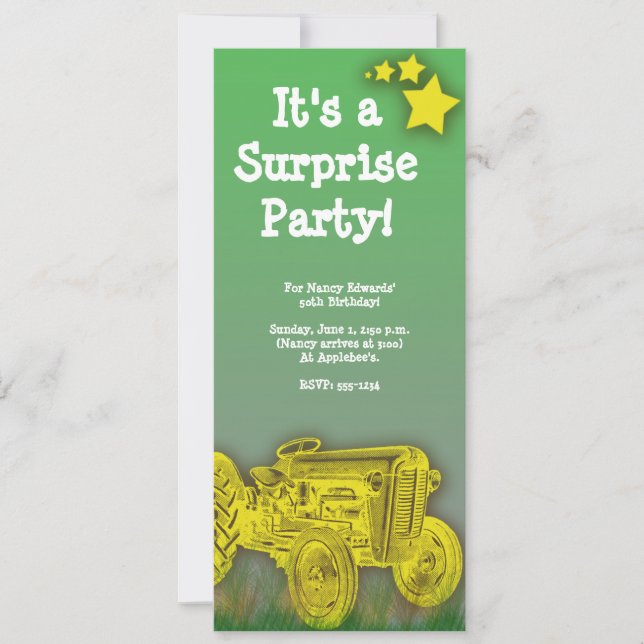 Invitación a la fiesta de cumpleaños o sorpresa de (Anverso)
