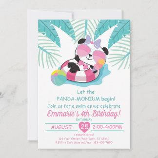 Invitación a la fiesta de cumpleaños panda-monium