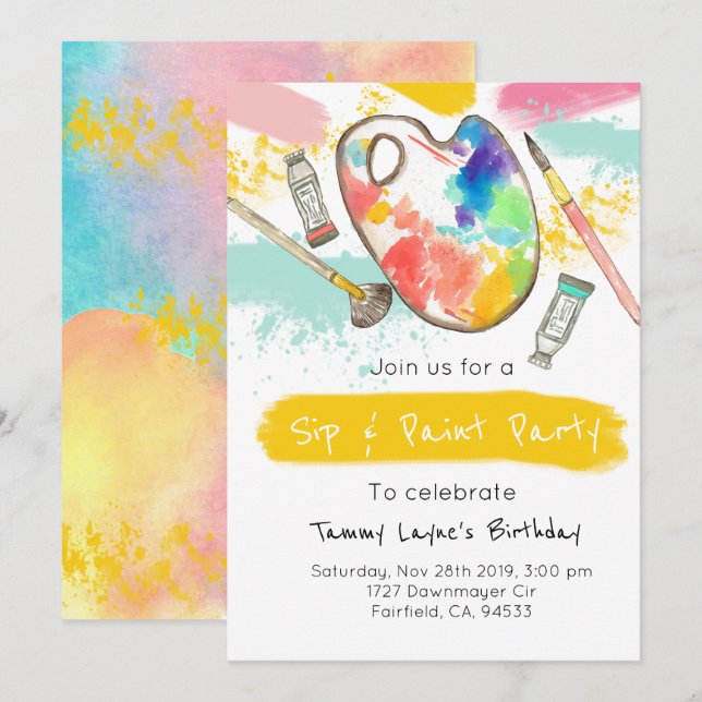 Invitación a la fiesta de cumpleaños para adultos  (Anverso / Reverso)
