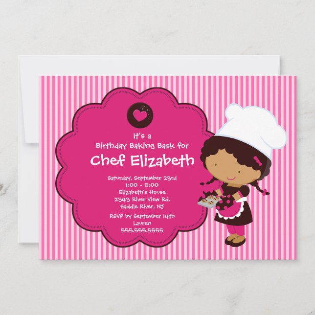 Invitación a la fiesta de cumpleaños para cocinar (Anverso)