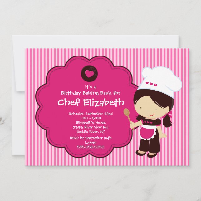 Invitación a la fiesta de cumpleaños para cocinar (Anverso)