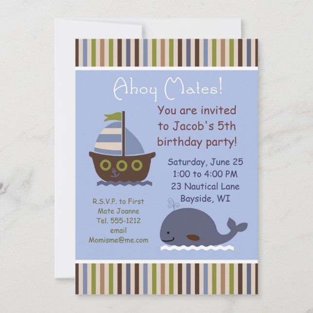 Invitación a la fiesta de cumpleaños para el tema  (Anverso)