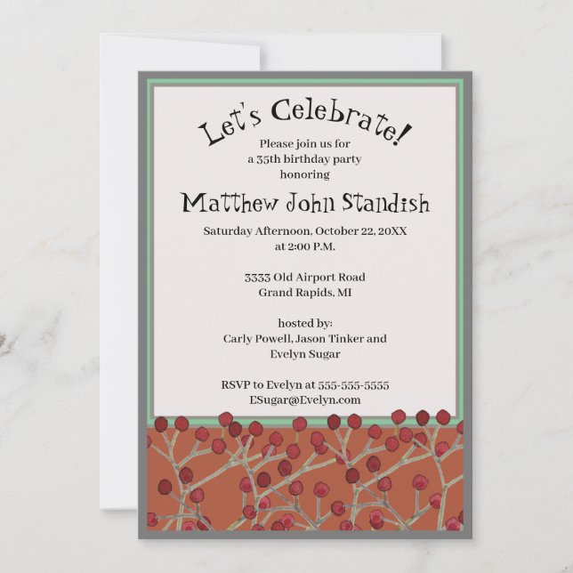 Invitación a la fiesta de cumpleaños para hombres  (Anverso)