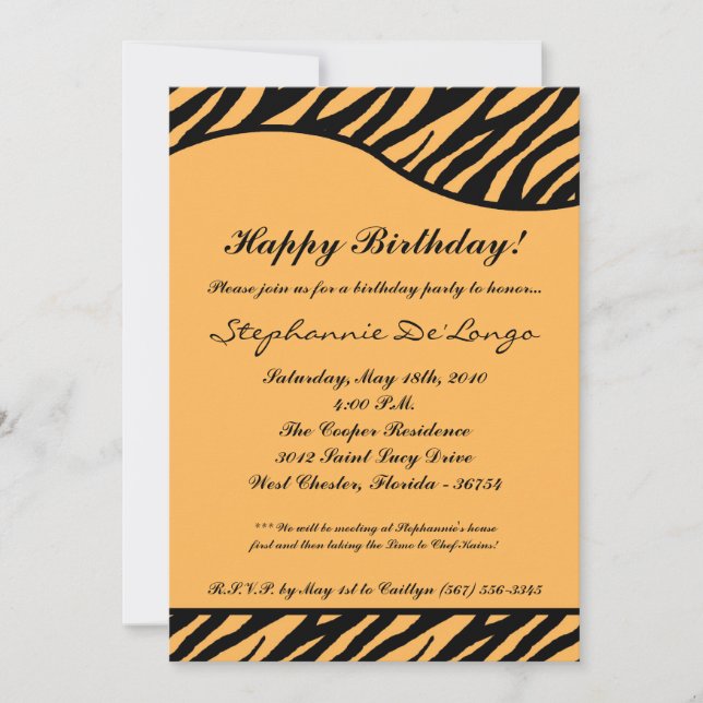 Invitación a la fiesta de cumpleaños para la impre (Anverso)