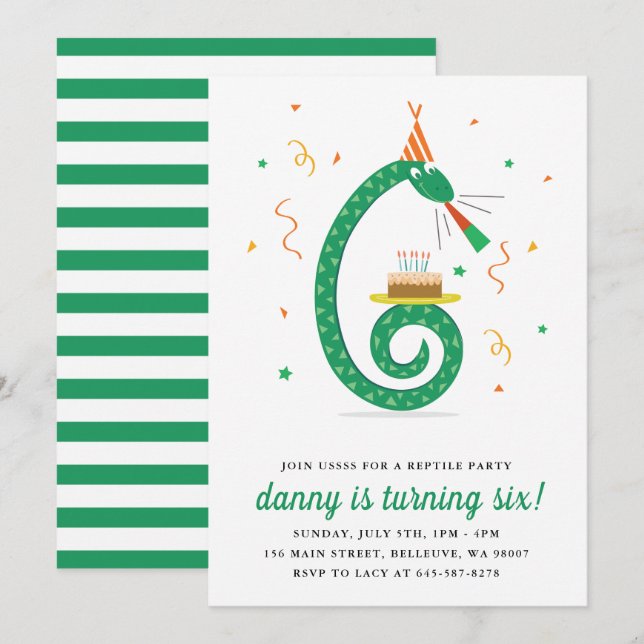 Invitación a la fiesta de cumpleaños para las serp (Anverso / Reverso)