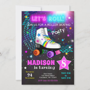 Invitación a la fiesta de cumpleaños para patinar 