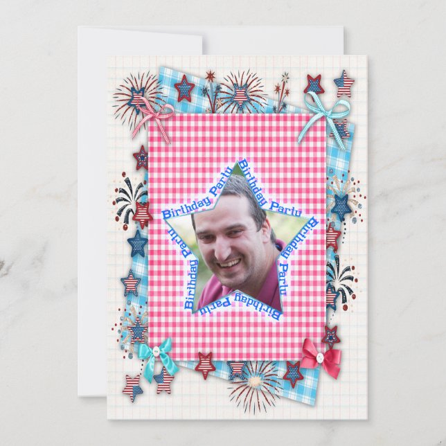 Invitación a la fiesta de cumpleaños Patriotiv (Anverso)