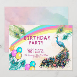 Invitación a la fiesta de cumpleaños Peacock