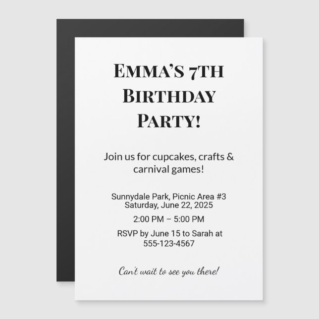 Invitación a la fiesta de cumpleaños personalizada (Anverso/Reverso)