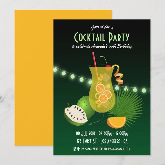 Invitación a la fiesta de cumpleaños personalizada (Anverso / Reverso)
