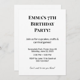 Invitación a la fiesta de cumpleaños personalizada