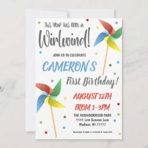 Invitación a la fiesta de cumpleaños PinWheel