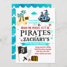 Invitación a la fiesta de cumpleaños pirata Pirata