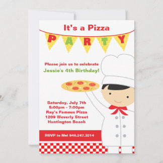 Invitación a la fiesta de cumpleaños Pizza