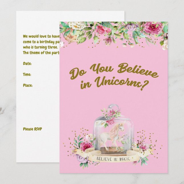 Invitación a la fiesta de cumpleaños por 3 años. C (Anverso / Reverso)