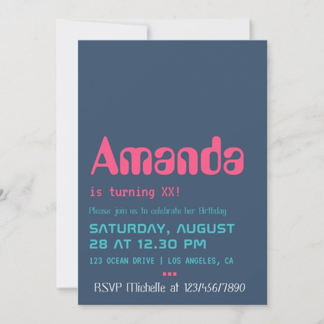 Invitación a la fiesta de cumpleaños por computado (Anverso)