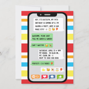 Invitación a la fiesta de cumpleaños por mensaje d
