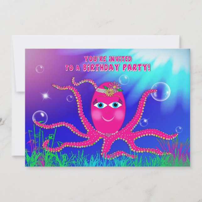 Invitación a la fiesta de cumpleaños, pulpo fácil (Anverso)