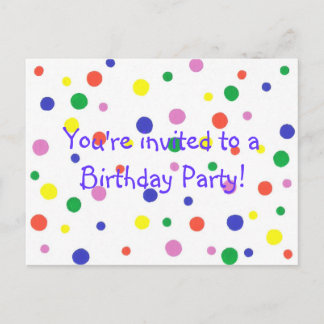 Invitación a la fiesta de cumpleaños, puntos color