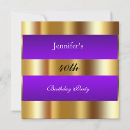 Invitación a la fiesta de cumpleaños Purple Gold