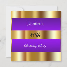 Invitación a la fiesta de cumpleaños Purple Gold