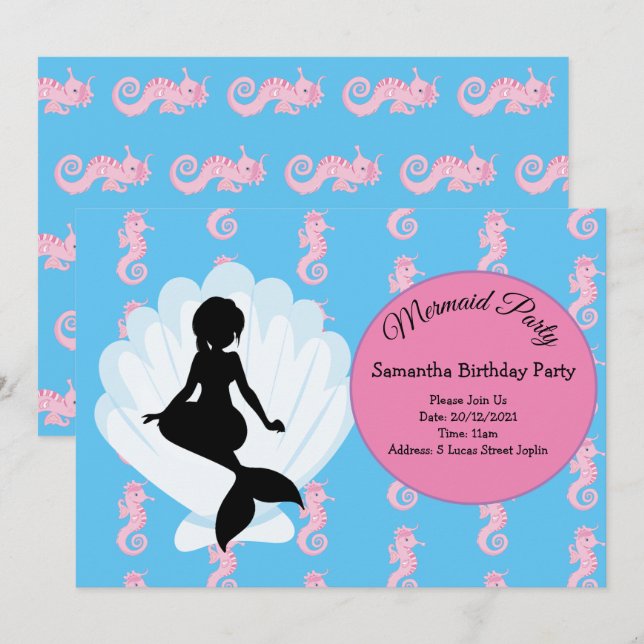 Invitación a la fiesta de cumpleaños púrpura de Si (Anverso / Reverso)