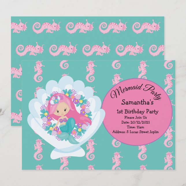 Invitación a la fiesta de cumpleaños púrpura de Si (Anverso / Reverso)