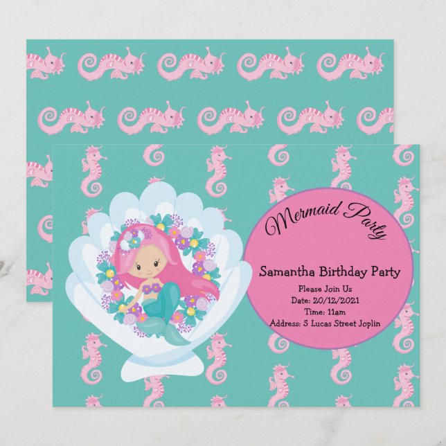 Invitación a la fiesta de cumpleaños púrpura de Si (Anverso / Reverso)