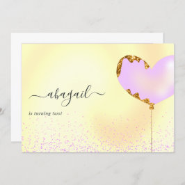 Invitación a la fiesta de cumpleaños púrpura y dor