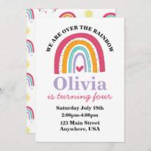 Invitación a la fiesta de cumpleaños Rainbow Brigh