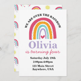 Invitación a la fiesta de cumpleaños Rainbow Brigh