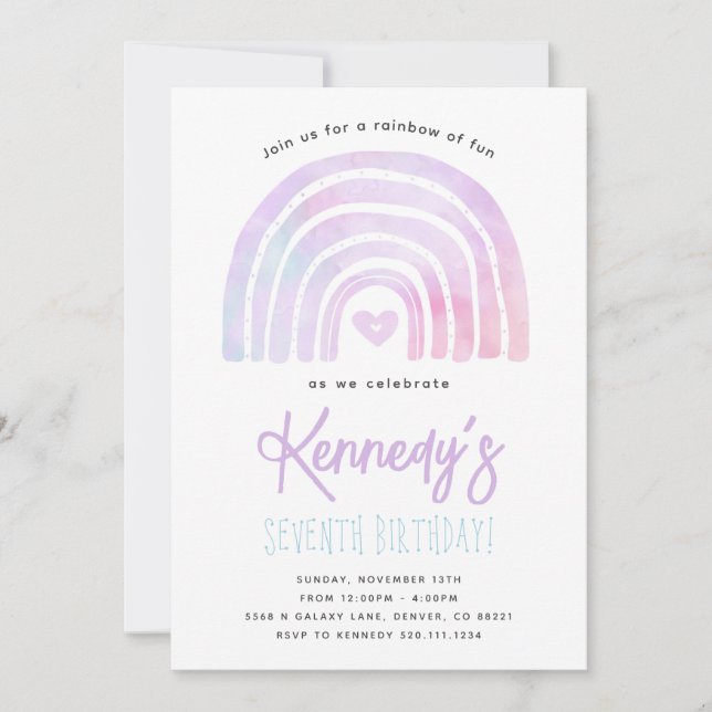 Invitación a la fiesta de cumpleaños Rainbow Tie D (Anverso)