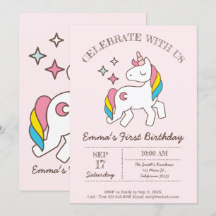 Invitación a la fiesta de cumpleaños Rainbow Unico