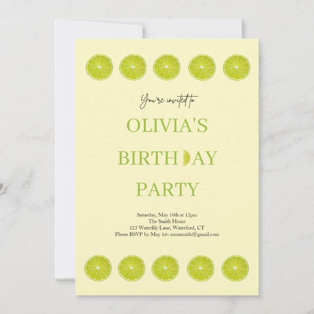 Invitación a la fiesta de cumpleaños reciente de l (Anverso)